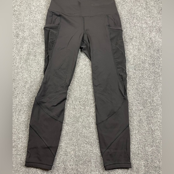 LULULEMON Women’s Black Cropped Mesh sides Leggings Size: 8 - Picture 1 of 11